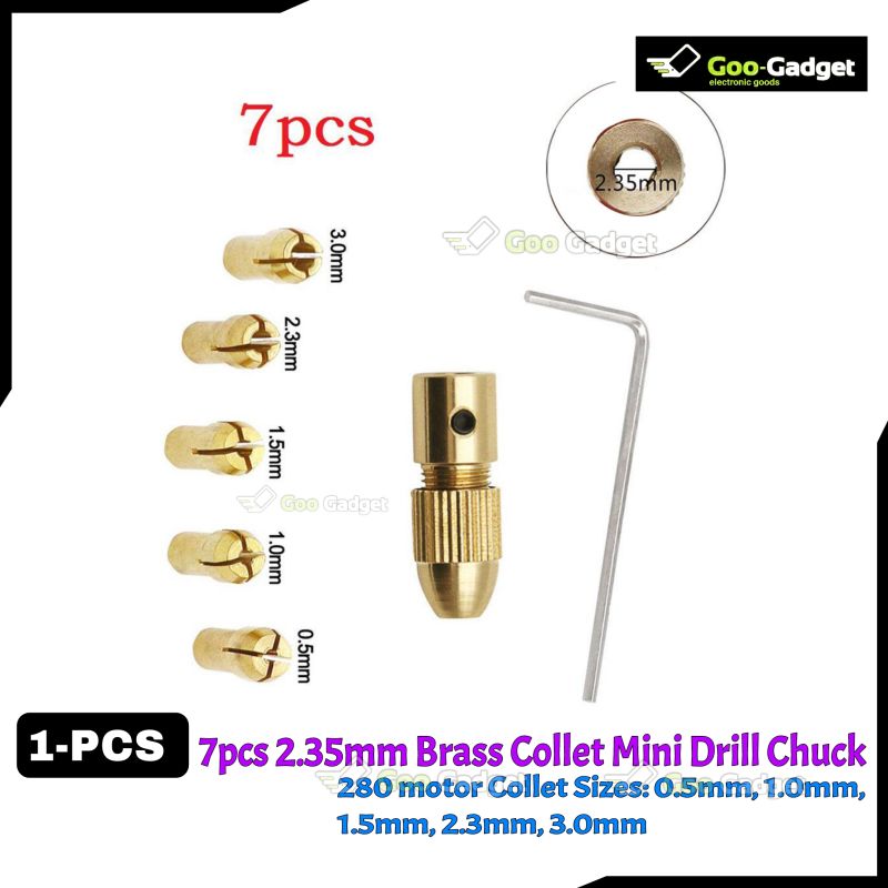7Pcs Brass Collet Mini Drill Chuck Set 2.35mm Shaft Adapter for 280 Motor