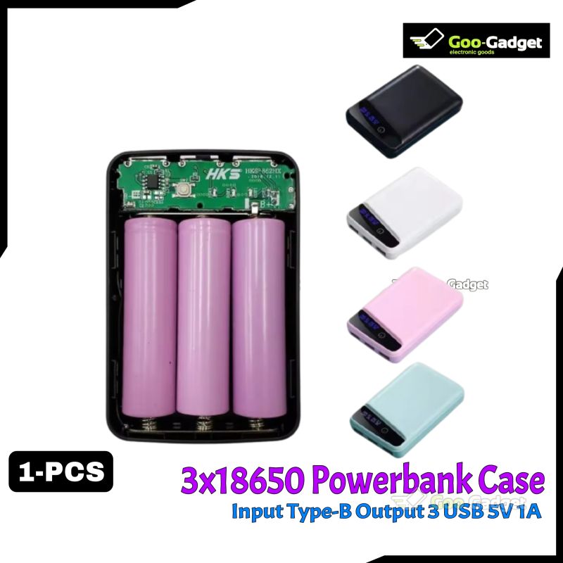 3-Slot 18650 DIY Power Bank Case with Triple USB Output & Micro USB Input