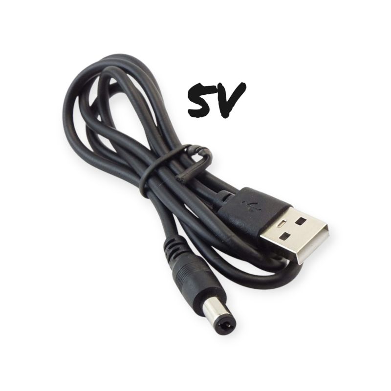 45USB to 5.5mm x 2.1mm DC 5V 2A Barrel Jack Power Cable 60cm