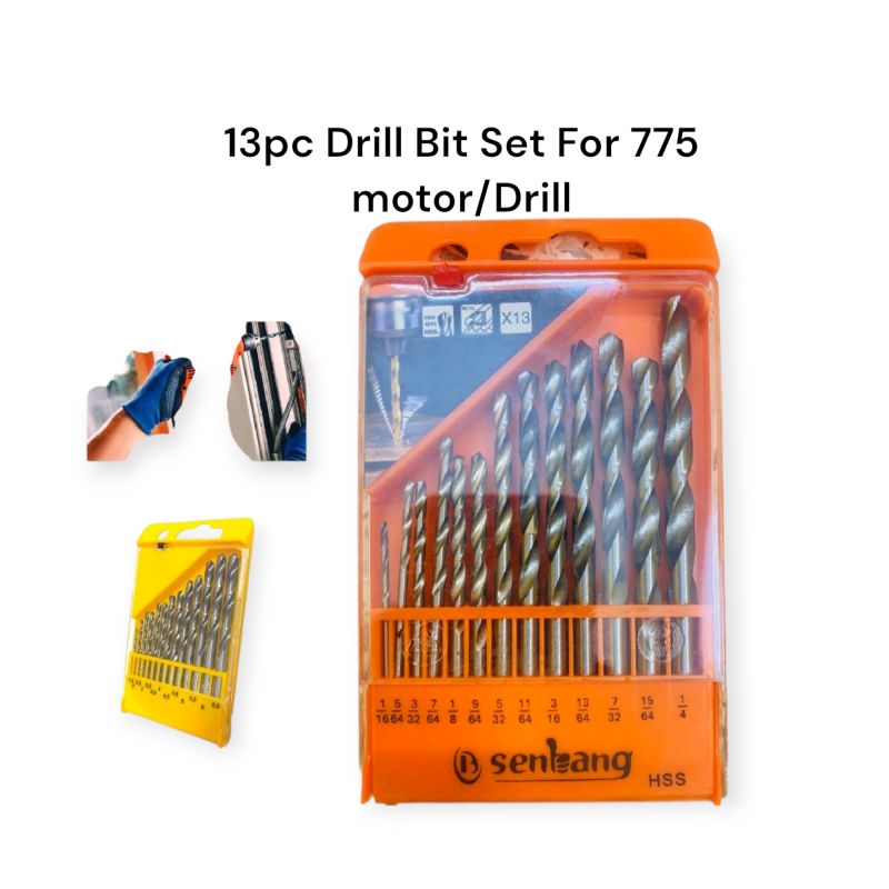 13PC HSS Drill Bit Set for 775 Motor & DIY Drilling (1.5mm–6.5mm)