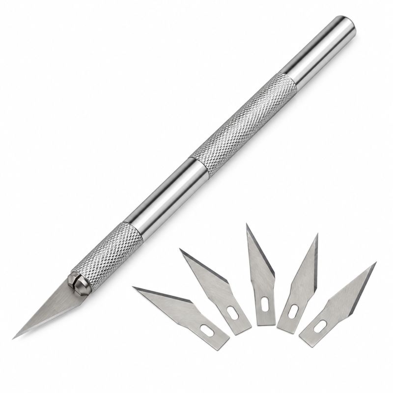 Precision Craft Knife Aluminum Handle with Replaceable Stainless Steel Blades