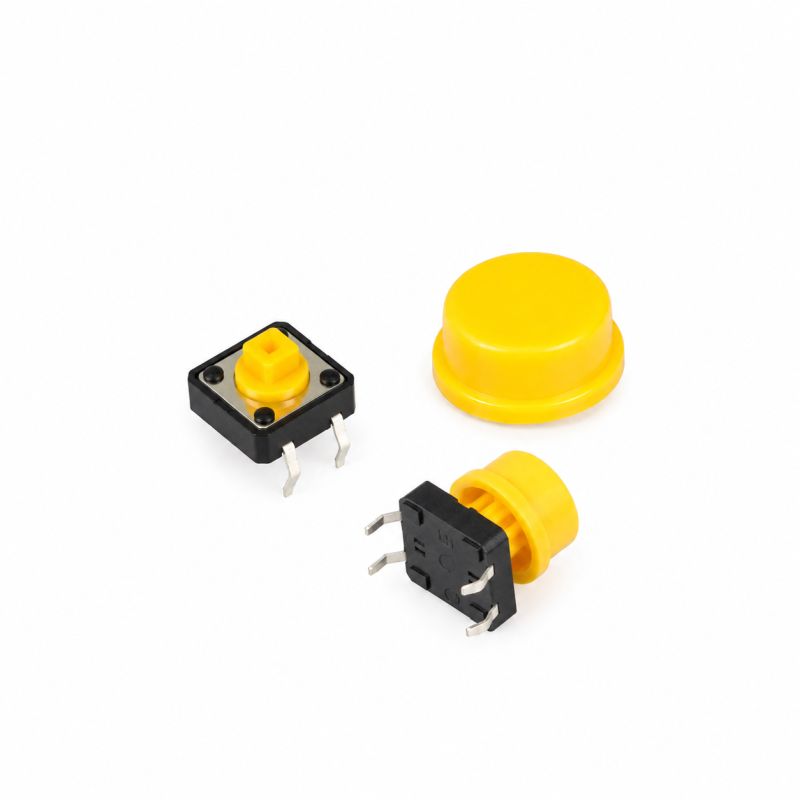 12mm 4-Pin Tactile Push Button Momentary Micro Switch with Yellow Cap