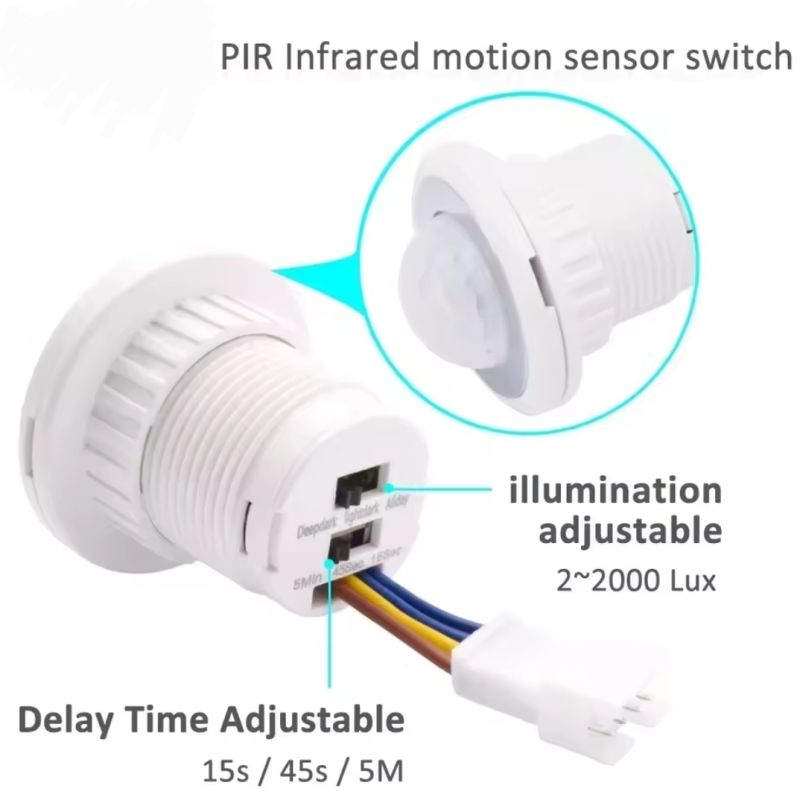 AC 110V–220V PIR Motion Sensor Light Switch 120° 6m Detection Day/Night Mode