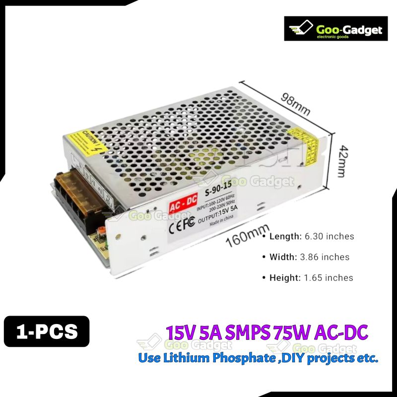 15V 5A 75W SMPS AC to DC Metal Power Supply Switching Power Supply