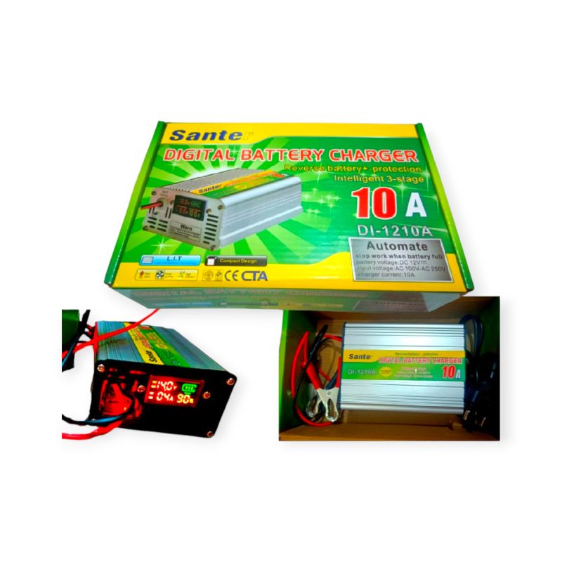 12V 10A Automatic Battery Charger DI-1210A Digital LED Display for Lead-Acid Battery