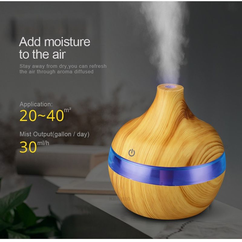 300ml USB Mini Humidifier Wood Grain Desktop Aroma Atomizer for Home & Office