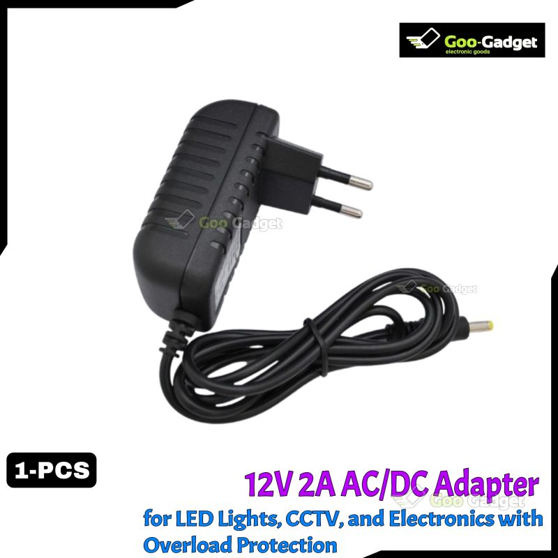 DC 12V 2A Power Supply Adapter | 12.6V 2.2A Max AC-DC Charger with 5.5×2.1mm Plug for 18650, CCTV & LED