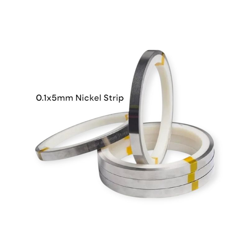 1ft 0.1×5mm Pure Nickel Strip | 12 Inch Spot Welding Nickel Sheet for 18650, 26650 & 32650 Battery Packs