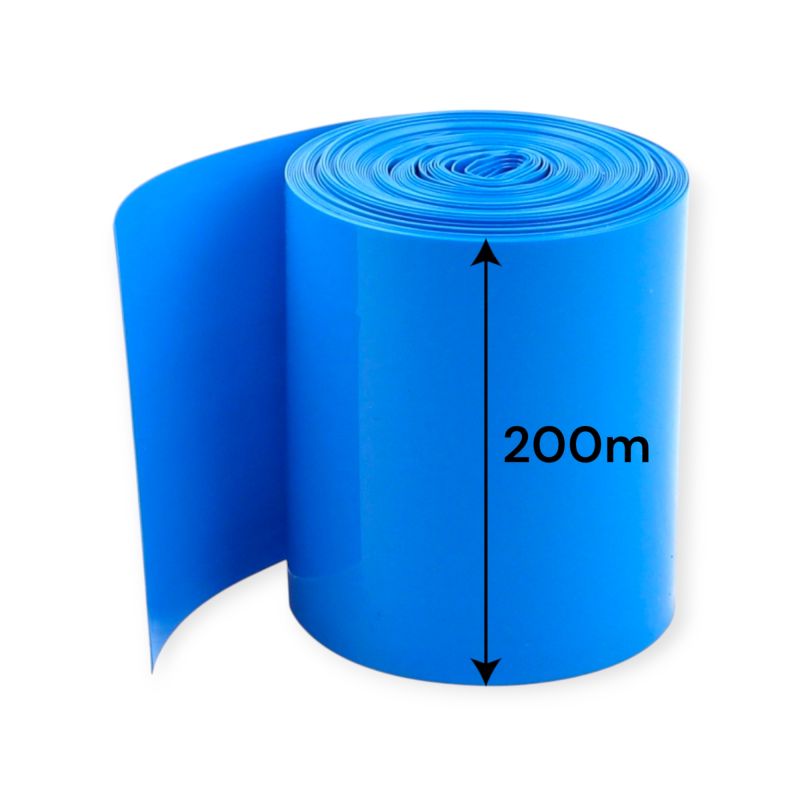 200mm Blue PVC Heat Shrink Sleeve | Battery Pack Insulation & Protection Tube