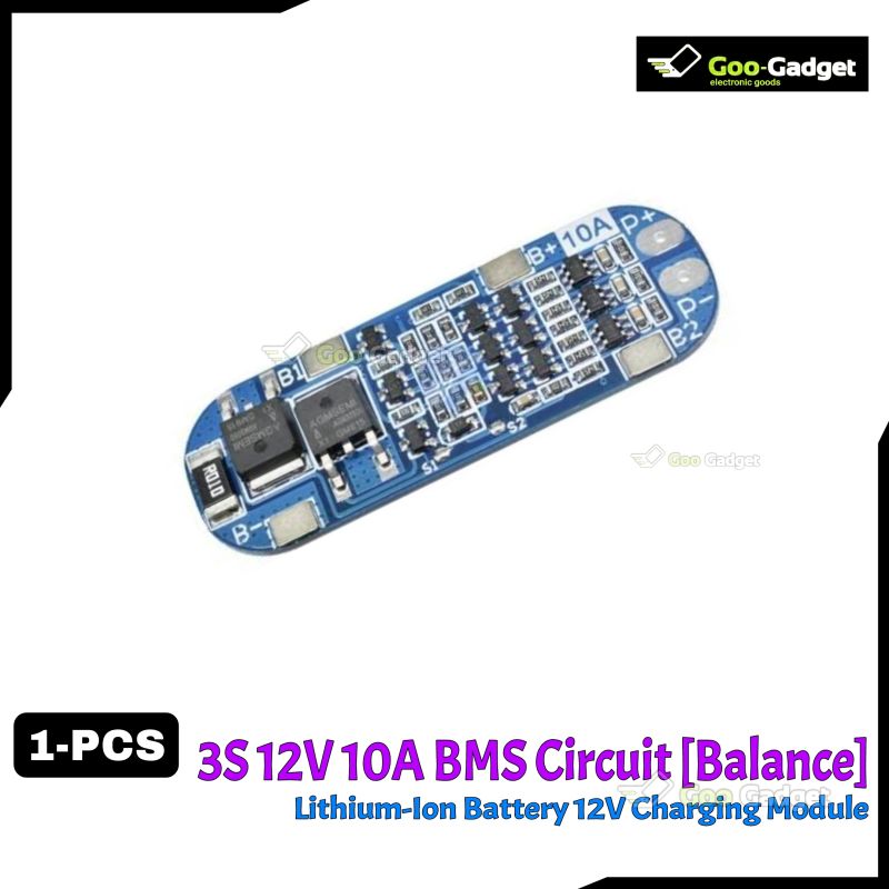 3S 10A 12V Li-ion BMS Board | 18650 Lithium Battery Protection & Charging Module