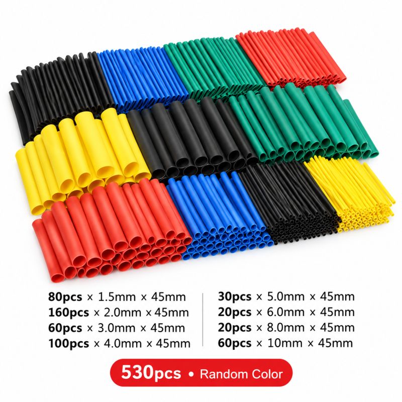 530PCS Heat Shrink Tube Kit | 2:1 Polyolefin Insulation Sleeves Assorted Sizes