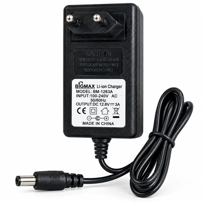 BigMAX 12.6V 3A 3S Li-ion Charger | CC-CV Smart Battery Charger with 5.5×2.1mm DC Barrel Connector