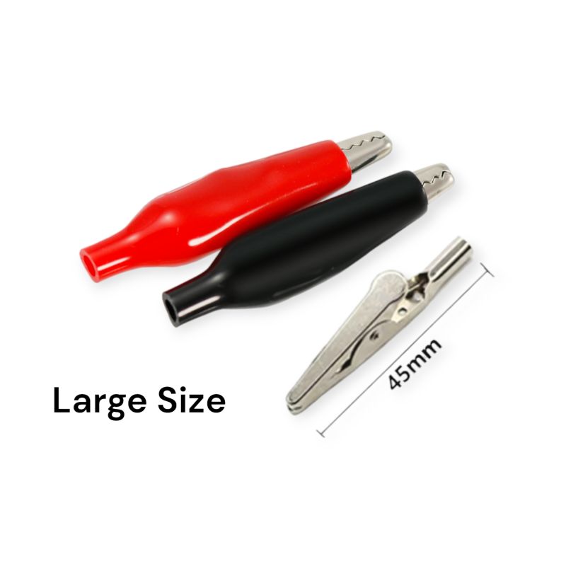 1 Pair 45mm Alligator Clips Red & Black Electrical Test Clamps