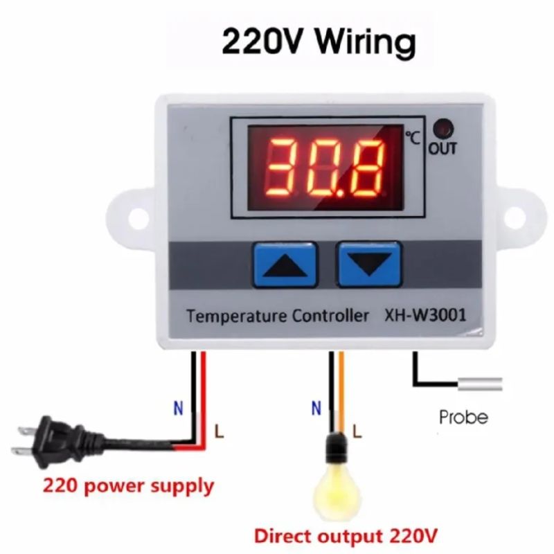 XH-W3001 220V 1500W Digital Temperature Controller Thermostat with LED Display