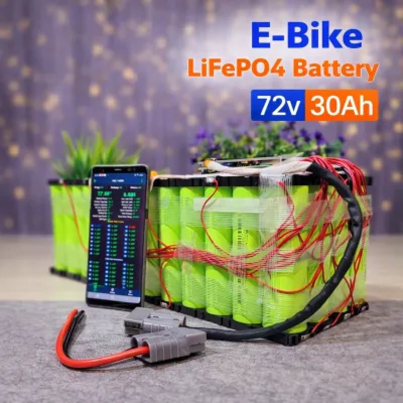 72V 30Ah LiFePO4 E-Bike Battery Pack with JK 100A Smart BMS & Active Balancing