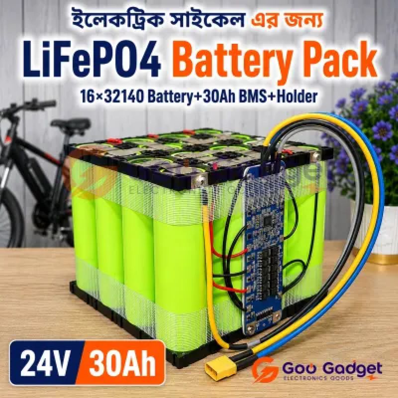 24V 30Ah LiFePO4 Deep Cycle Battery Pack 8S2P with 30A BMS for E-Bike