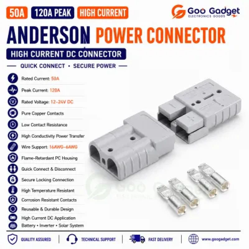 50A Anderson Power Connector | 120A Peak High Current Battery Connector