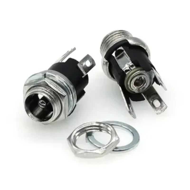 5.5×2.1mm DC Female Panel Mount Jack Socket | 3-Pin Power Connector with Nut