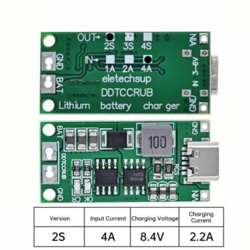 Type-C 2S 8.4V 4A Fast Charging Module | Lithium Battery Pack Charging Board