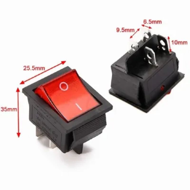 1PCS ON/OFF 4-Pin Rocker Switch | 16A/20A AC 250V/125V with Indicator Light