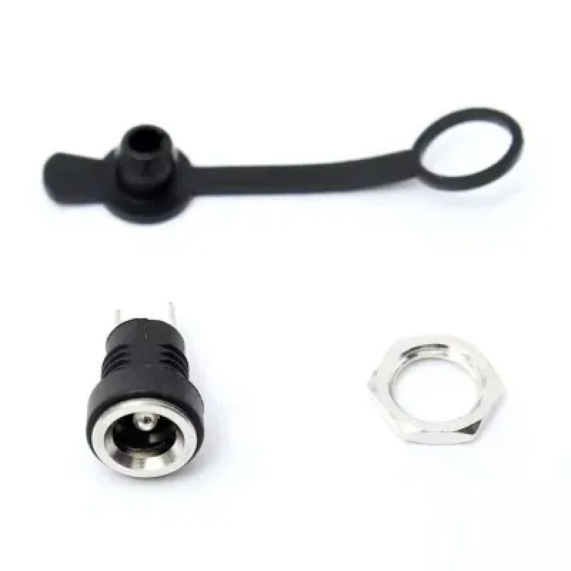5.5×2.1mm DC Power Socket | Female Panel Mount Jack with Waterproof Cover