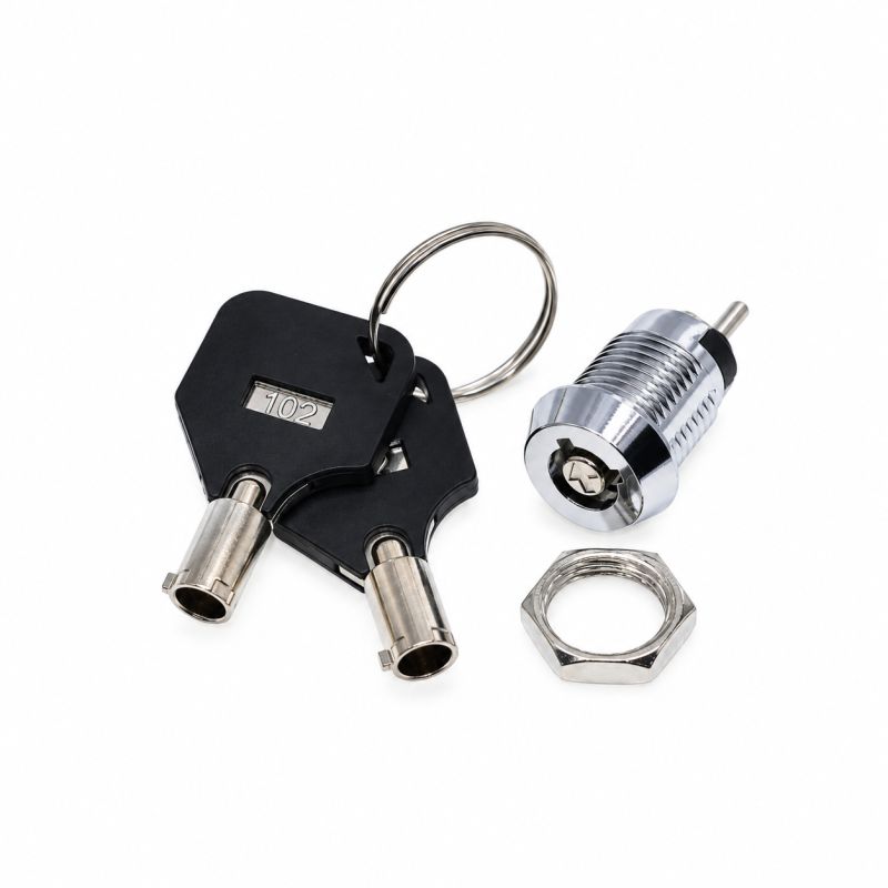 12mm Key Switch Lock 102 | Double-Side Pull-Out Switch Lock with 2 Keys & Nut